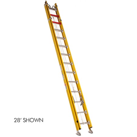 Bauer Ladder Fiberglass Extension Ladder, 375 lb Load Capacity 31328
